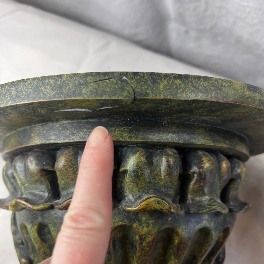 Decoline New York Wall Corbel Sconce Pair Antique Bronze Verdigris Floral 12.5in